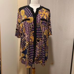 Chain print short sleeve blouse size XL